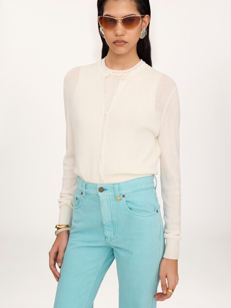 Fitted cardigan in a wool knit