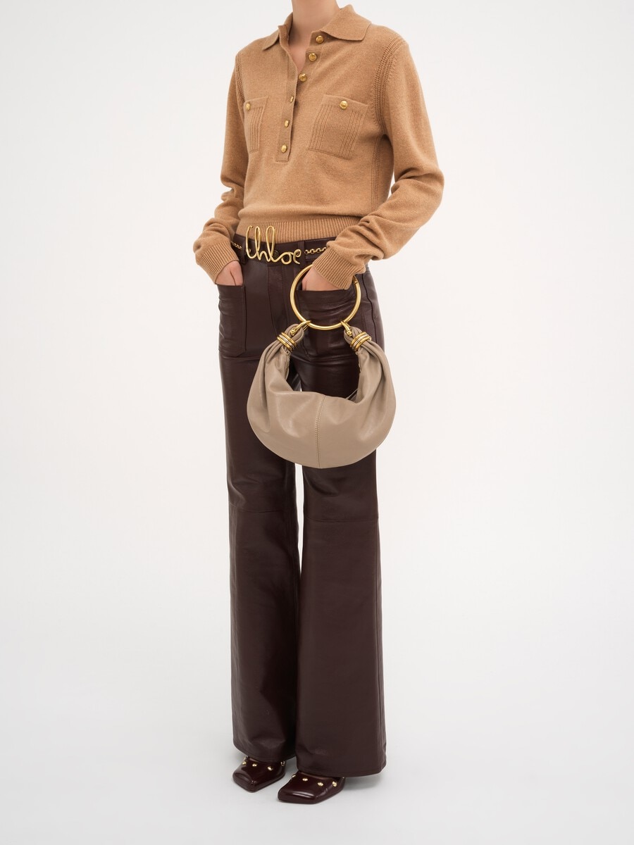 Small Bracelet hobo bag in grained leather - 8