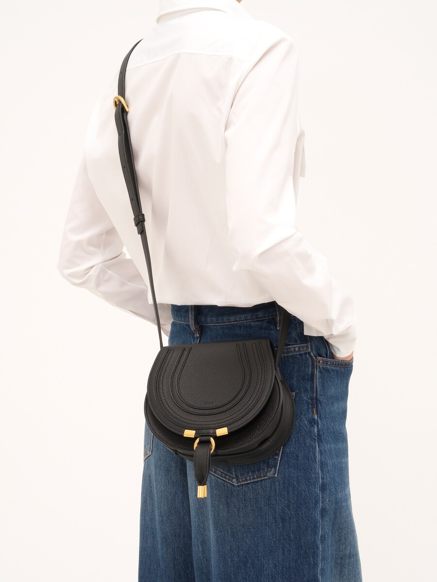 Bolso saddle peque&ntilde;o Marcie de cuero granulado - 3