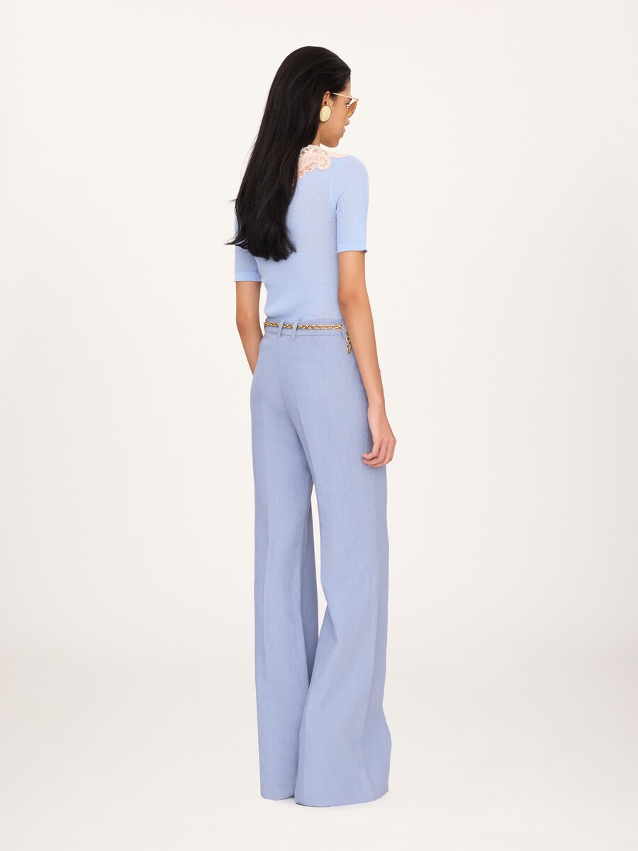 High-rise flared pants in linen cr&ecirc;pe - 4