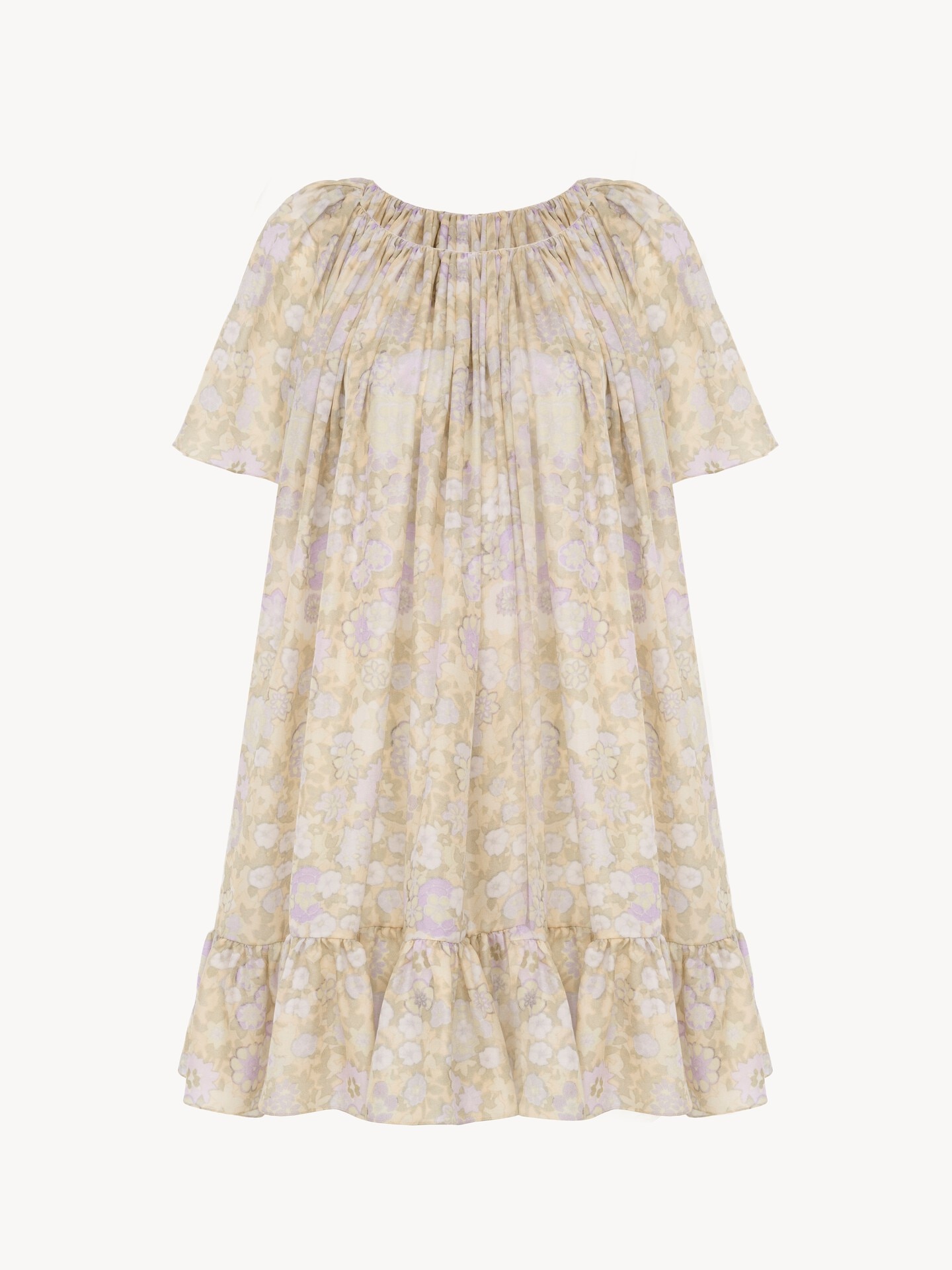 Short pleated dress in silk charmeuse - 2.0