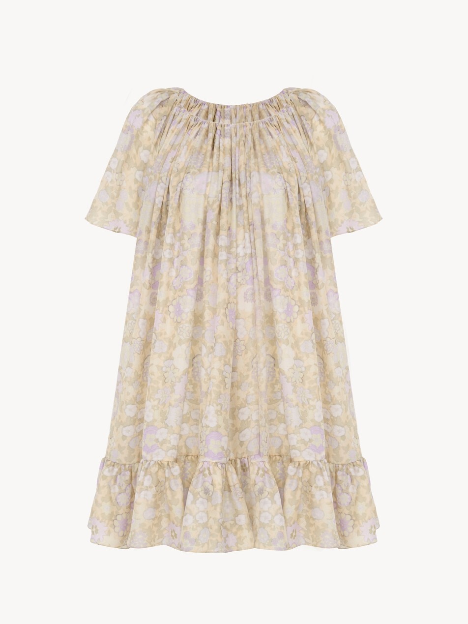 Short pleated dress in silk charmeuse - Packshot