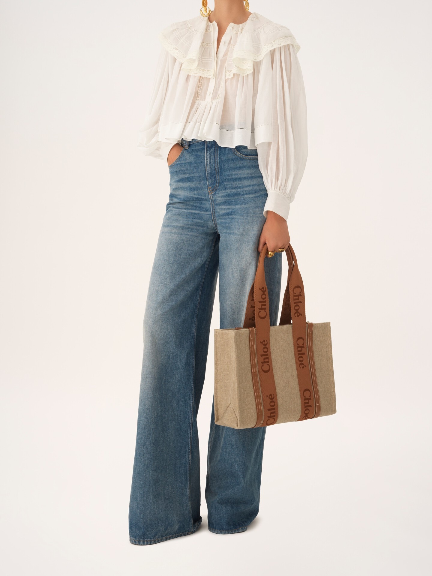 Woody tote bag in linen - 7.0