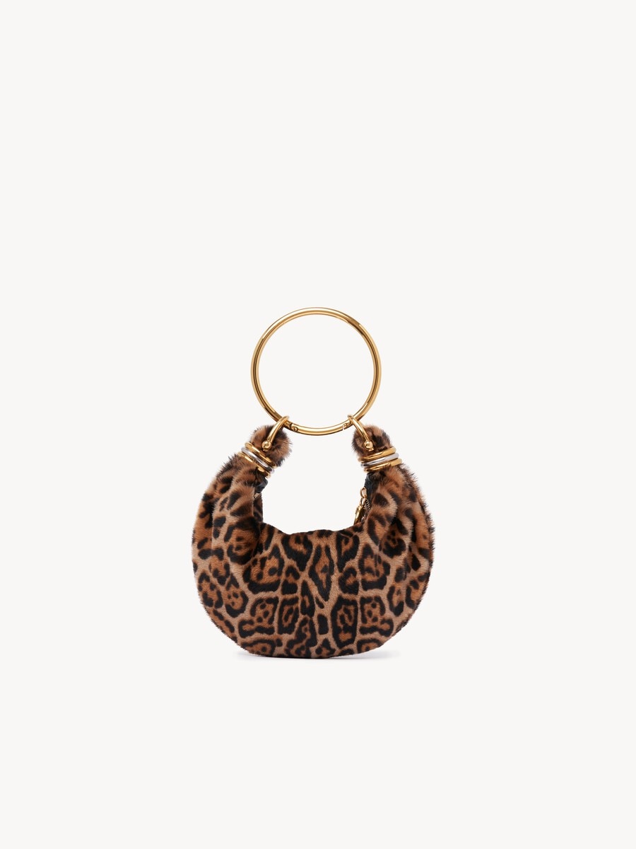 Mini Bracelet Hobo bag de cuero de borrego con estampado de leopardo - 2