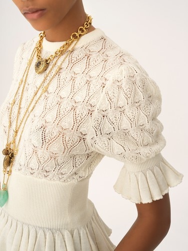 Short-sleeve ruffled sweater in a wool-mix knit - 6