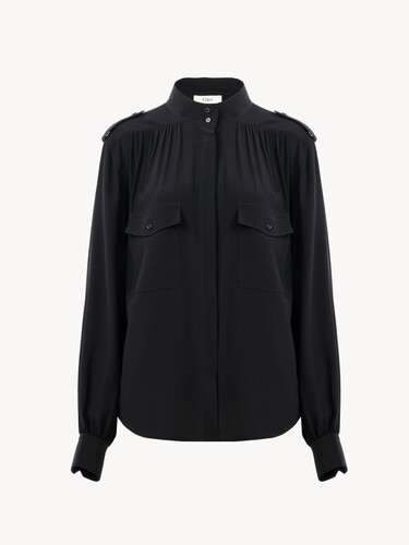 Gathered blouse in cr&ecirc;pe de chine - 2