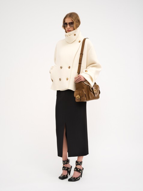 Oversized short coat in wool