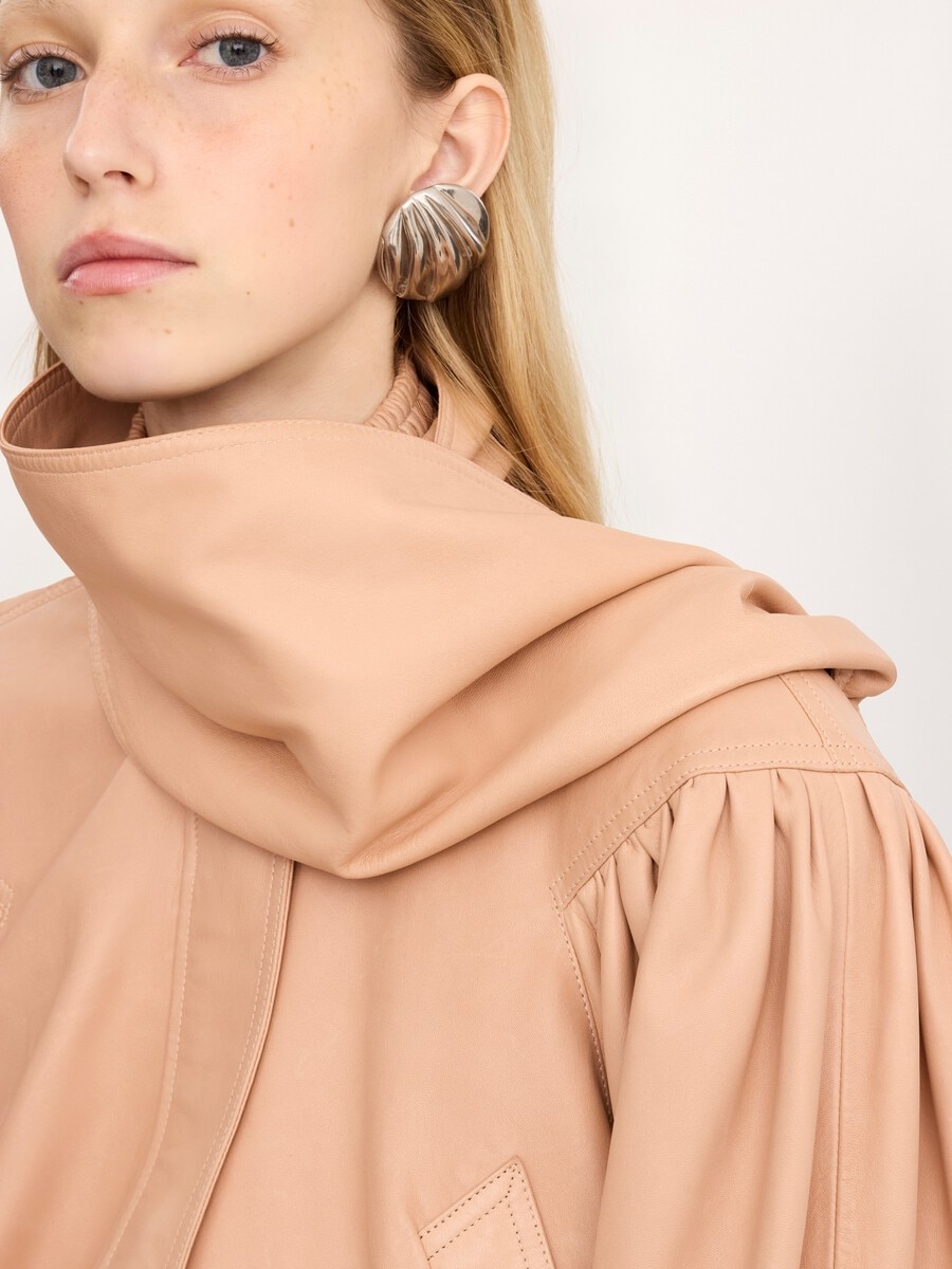 Cropped scarf jacket in leather - 7