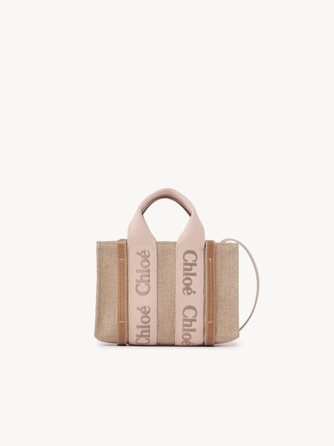 Mini Woody tote bag in linen
