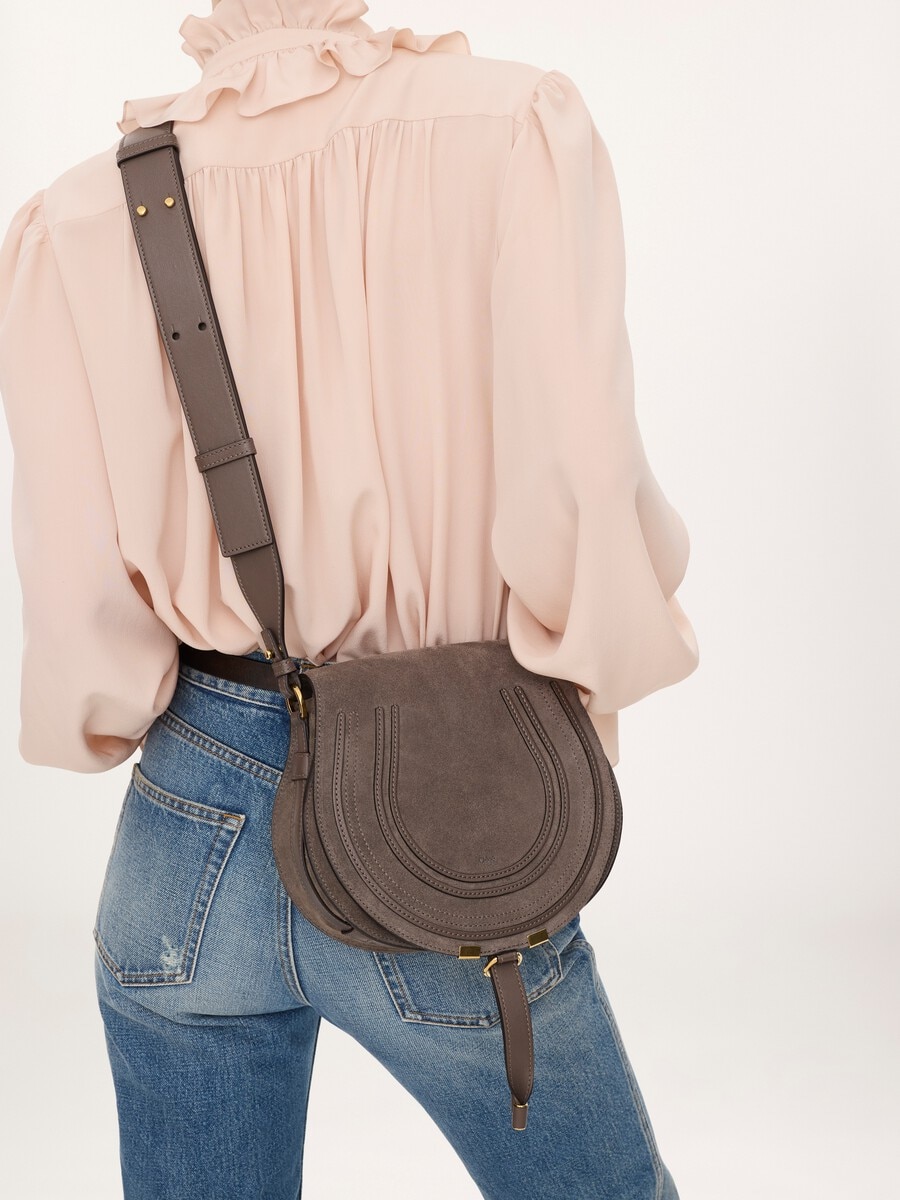 Marcie saddle bag in suede leather - 8
