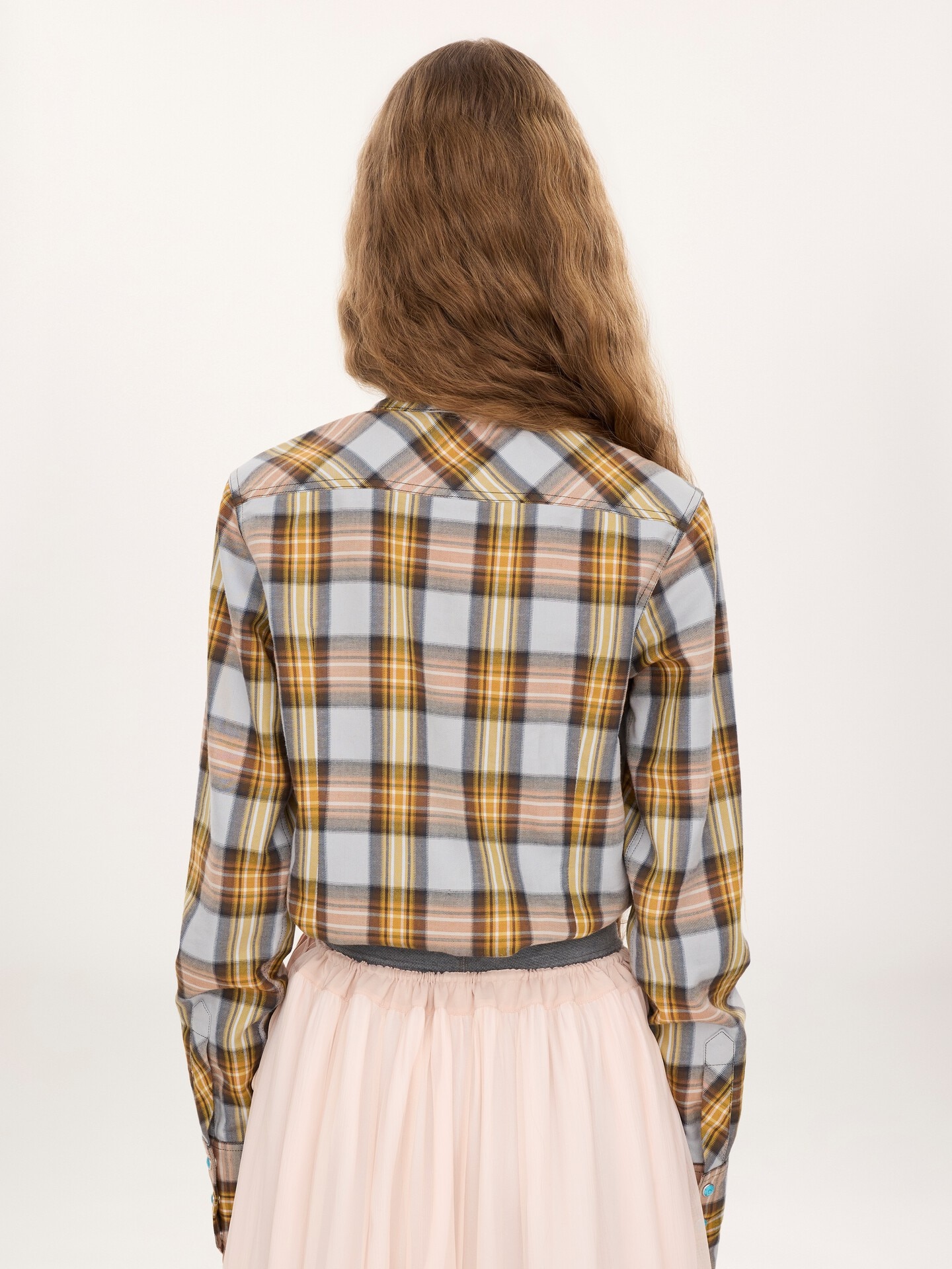 Lavalli&egrave;re shirt in check cotton & cupro - 4.0