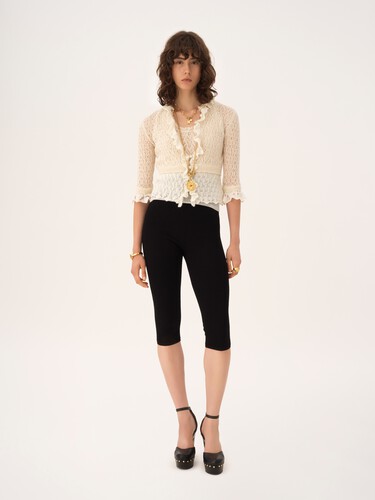 Cropped ruffle sweater in an alpaca wool & silk knit - 3