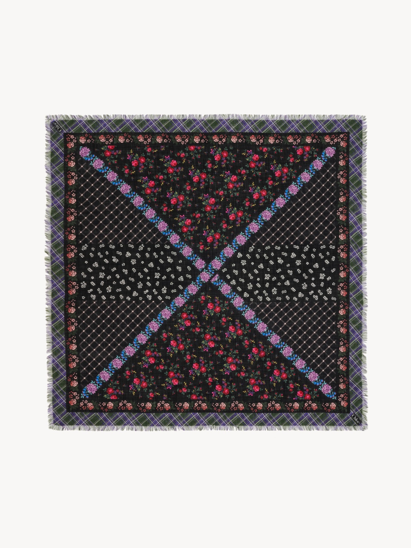 The Chlo&eacute; Folk square scarf in wool - 1.0