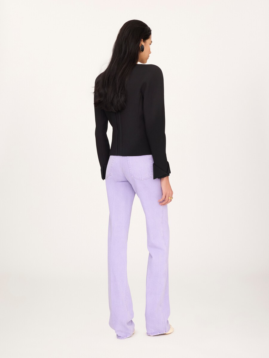 Collarless fitted jacket in wool cr&ecirc;pe - 5