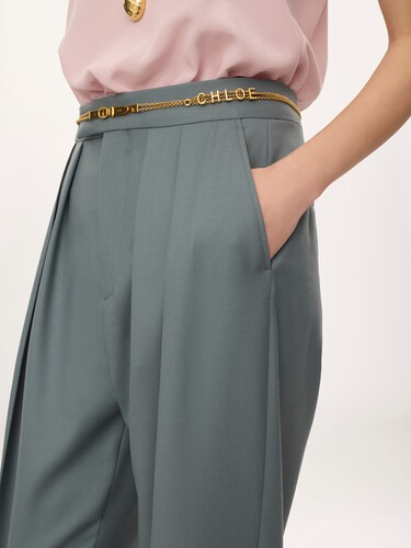 Tailored cigarette pants in wool gabardine - 6