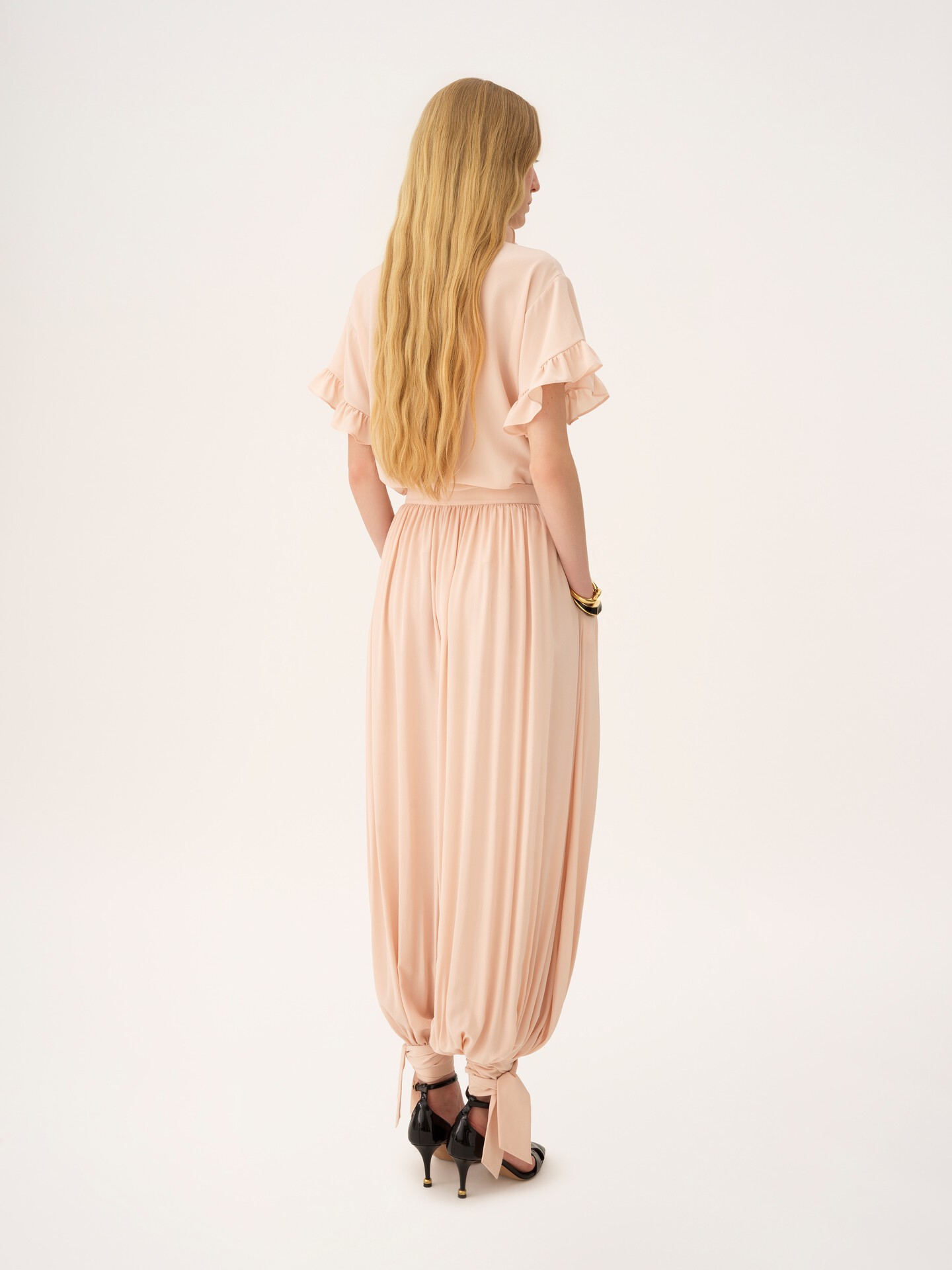 Fluid cropped pants in silk - 4.0