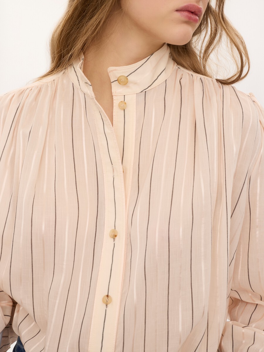 Gathered blouse in cotton & silk poplin - 5
