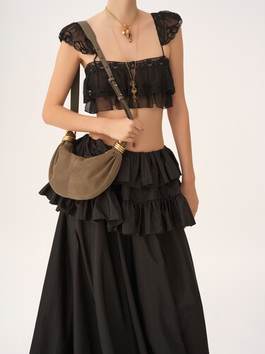 Mini Bracelet Hobo bag in suede leather - 3
