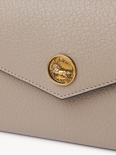 Envelope long wallet with flap in grained leather - 6