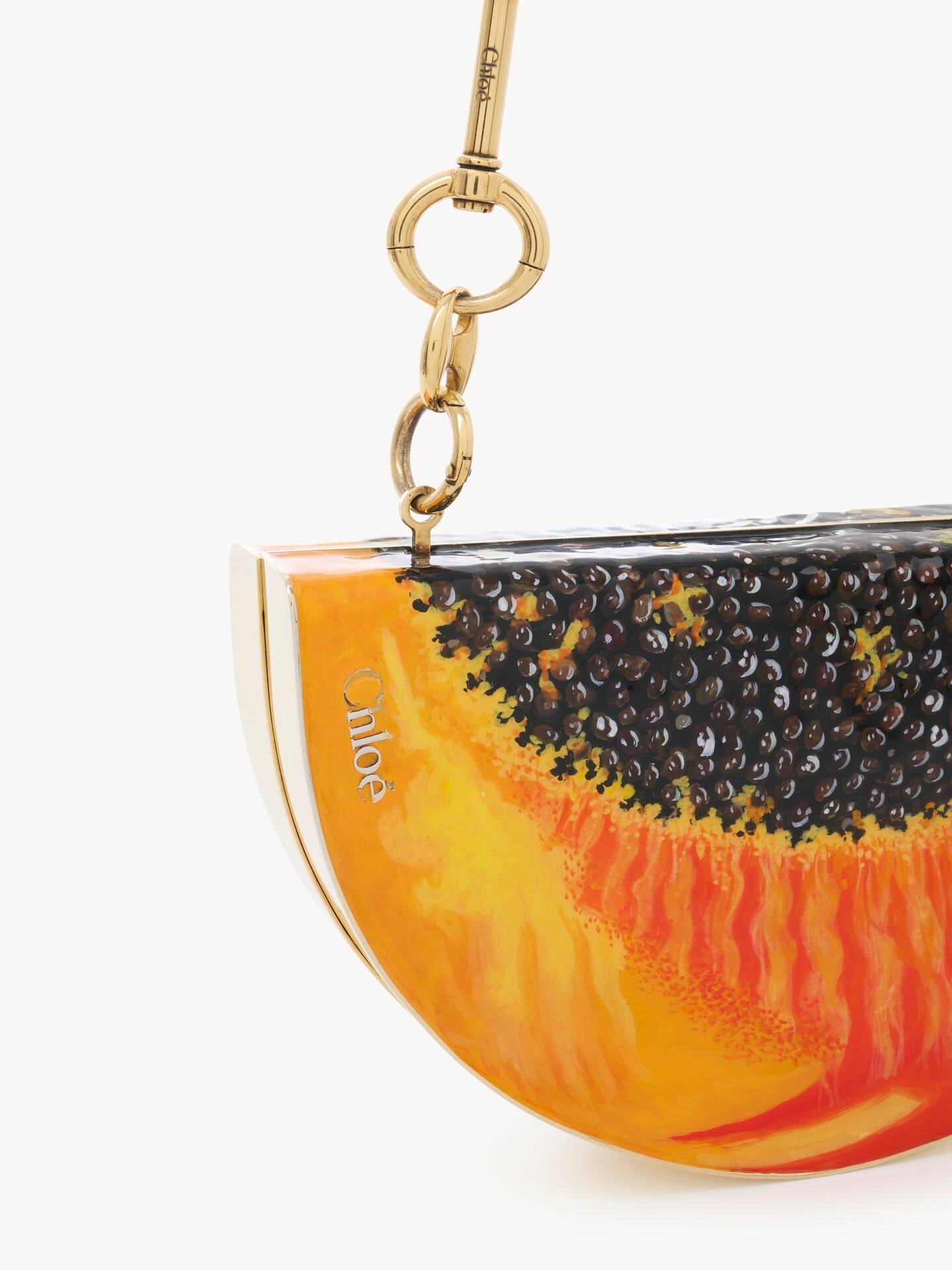 Chlo&eacute; Tropicus papaya minaudi&egrave;re in brass - 6.0