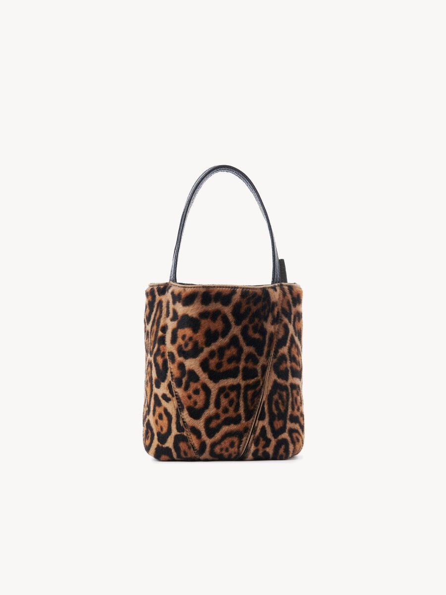 Bolso tote peque&ntilde;o Chlo&eacute; Spin de cuero de borrego con estampado de leopardo - 4
