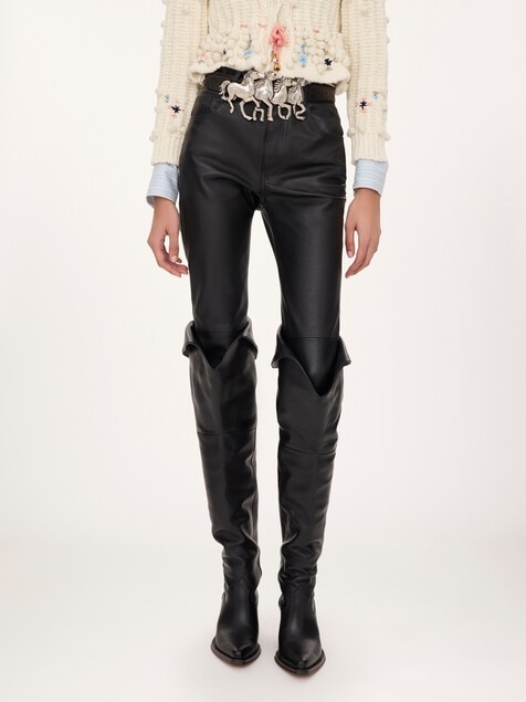 Slim pants in leather
