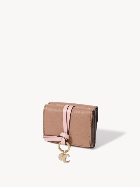 Mini Alphabet tri-fold in grained leather