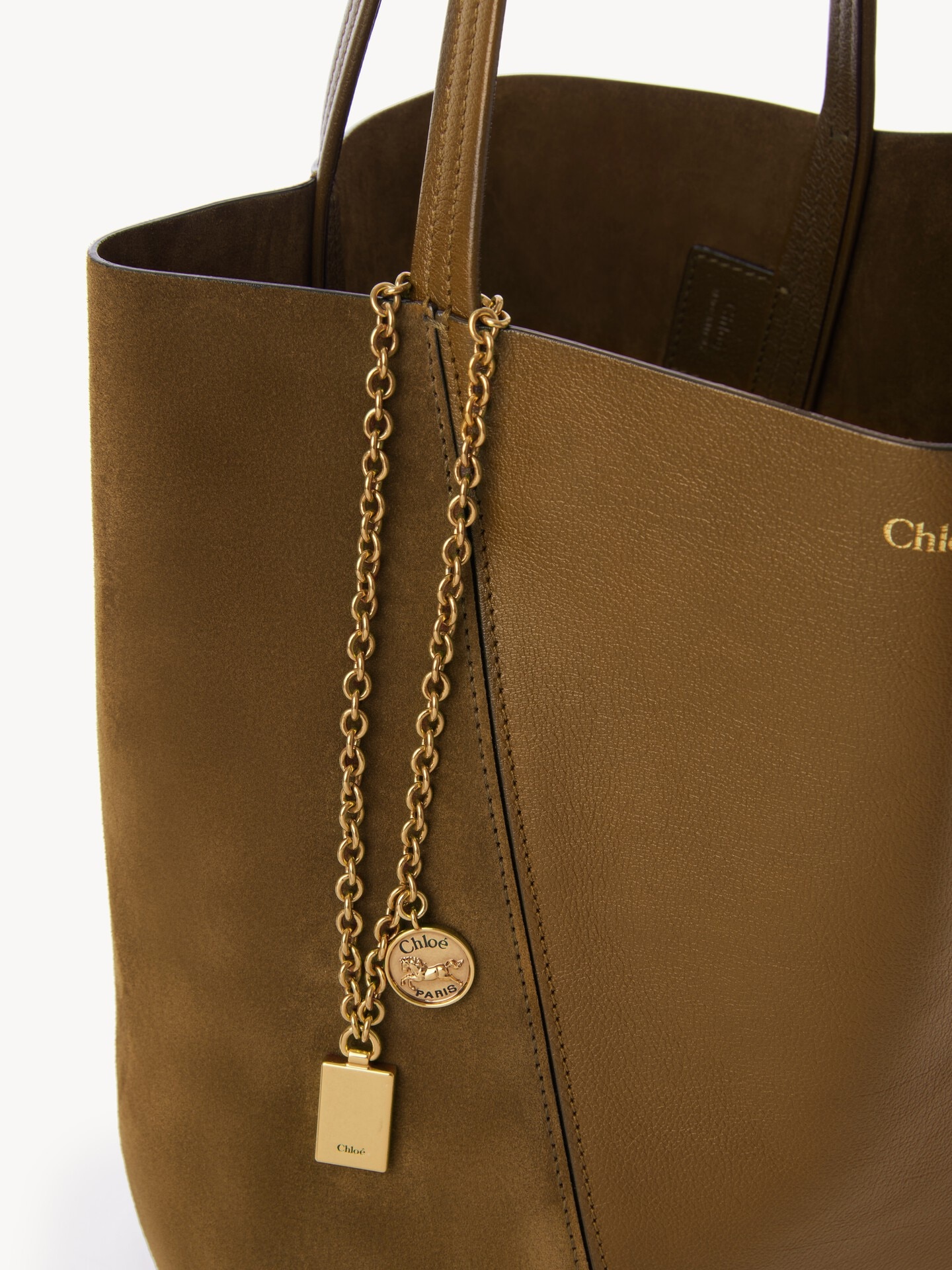 Chlo&eacute; Spin tote bag in grained & suede leather - 5.0