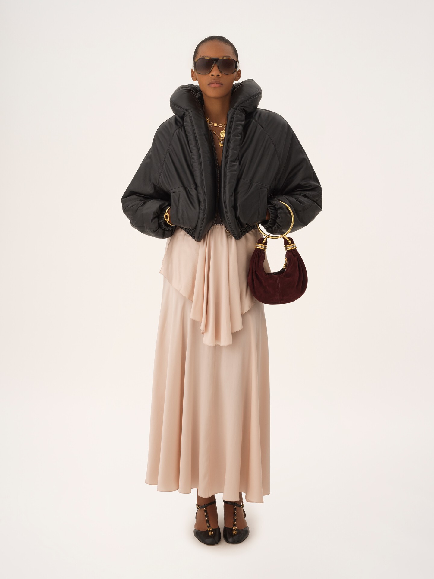Short puffer jacket in leather - 1.0
