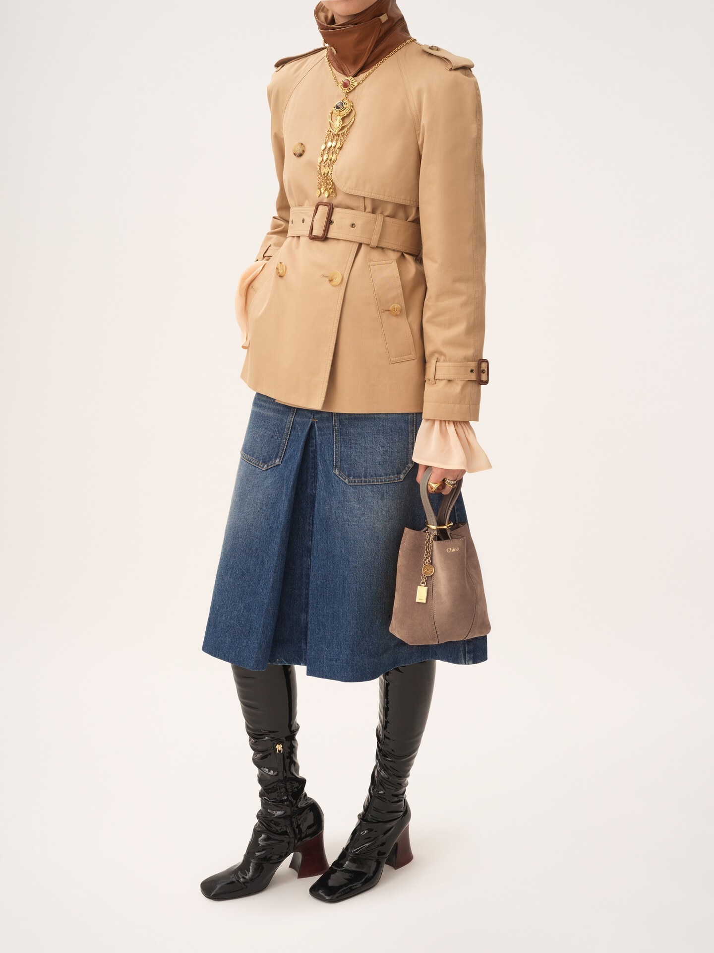 Small Chlo&eacute; Spin tote bag in suede leather - 6.0