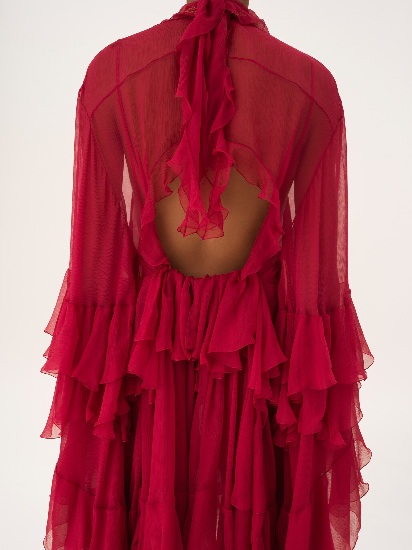 Ruffled mini dress in silk mousseline - 6.0