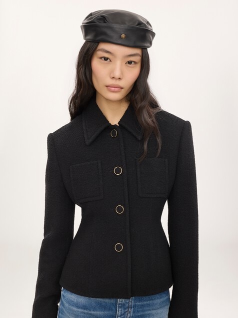 Fitted tailored jacket in wool bouclette