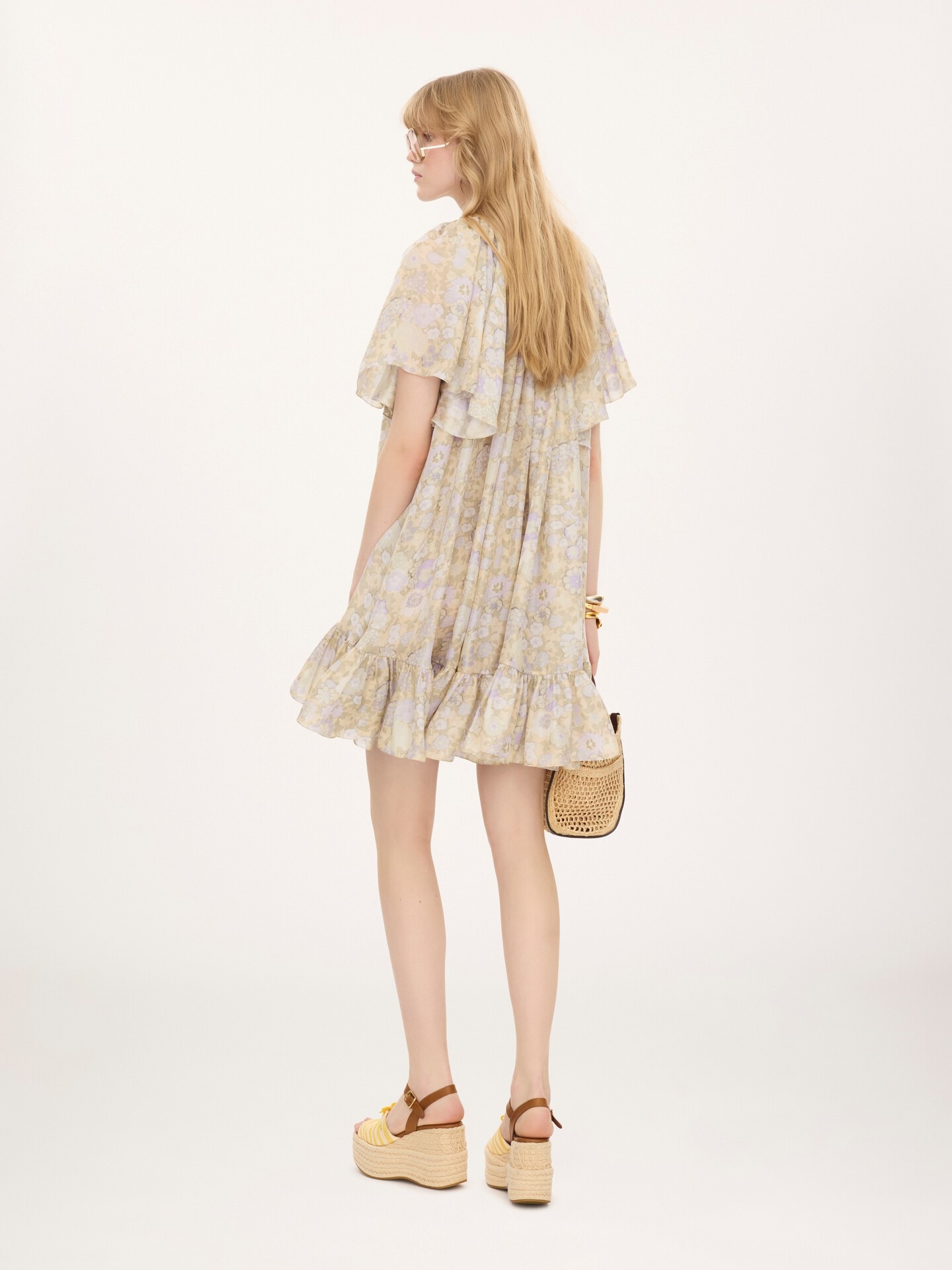 Short pleated dress in silk charmeuse - 4.0