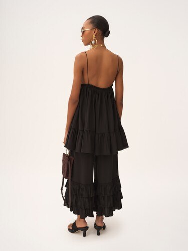 Fluid wide-leg pants in cr&ecirc;pe de chine - 6