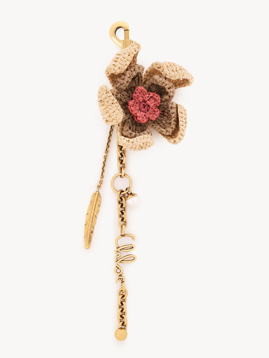 Chlo&eacute; Symbols Flower bag charm in raffia & brass - 2