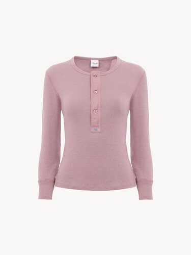 Fitted Henley shirt in cotton jersey - 1