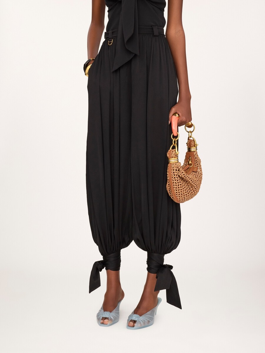 Fluid pleated pants in cr&ecirc;pe de chine - 6