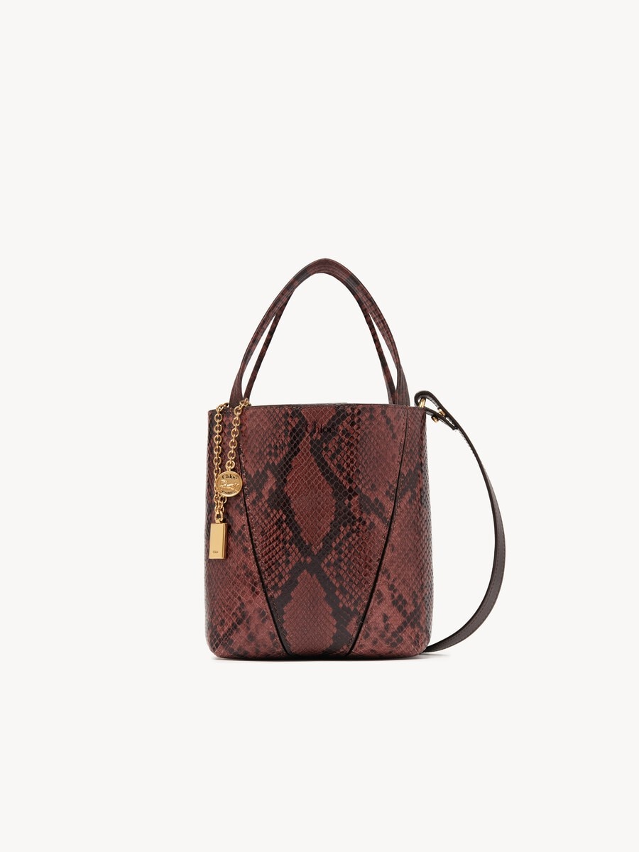 Small Chlo&eacute; Spin tote bag in python-effect leather - 2