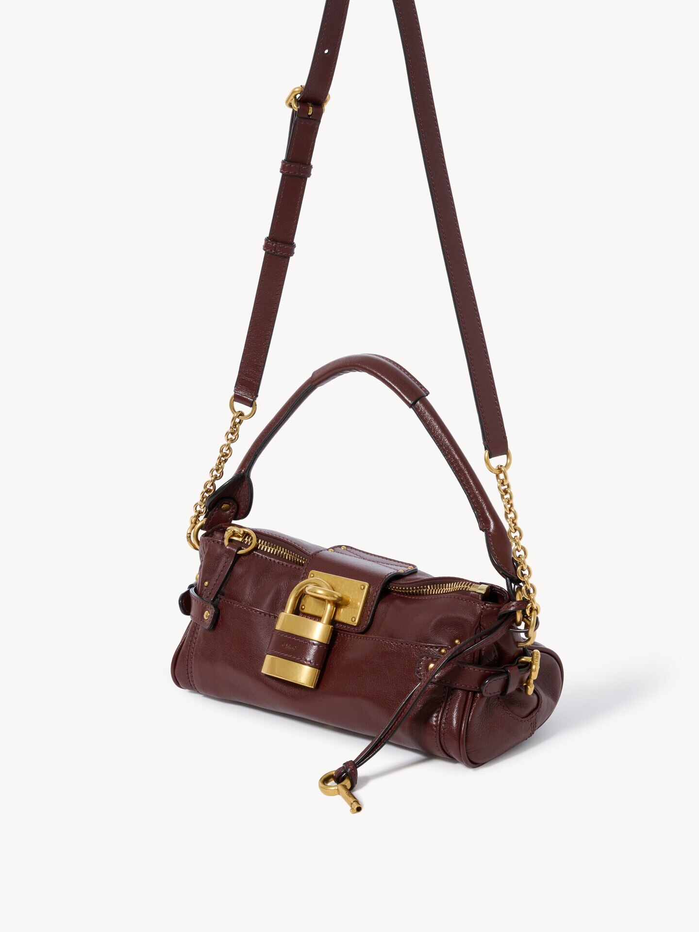 Small Paddington bag with strap in grained leather - 4.0