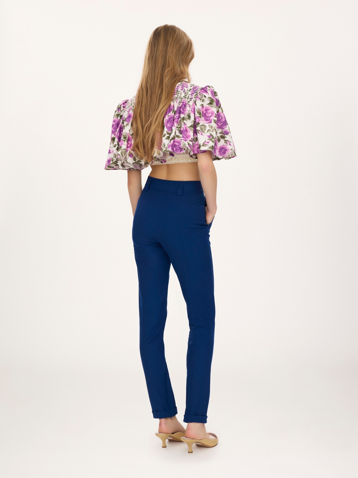 Gathered cropped top in cotton poplin - 4.0