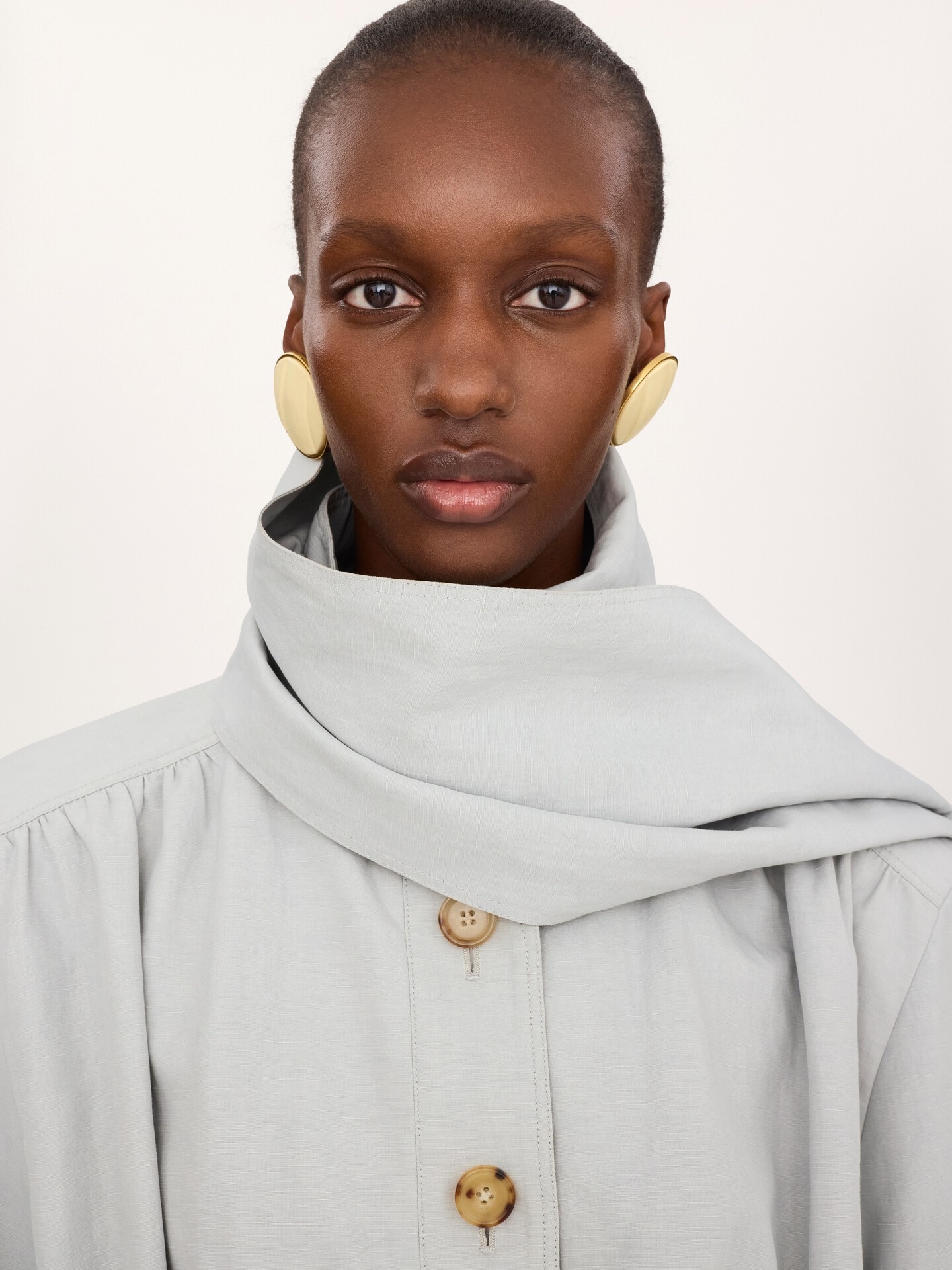 Cropped scarf jacket in a linen-cotton mix - 6.0