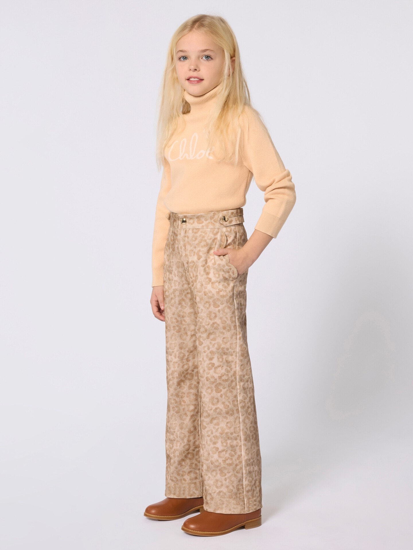 Pull col roul&eacute; &agrave; logo enfant - 4.0
