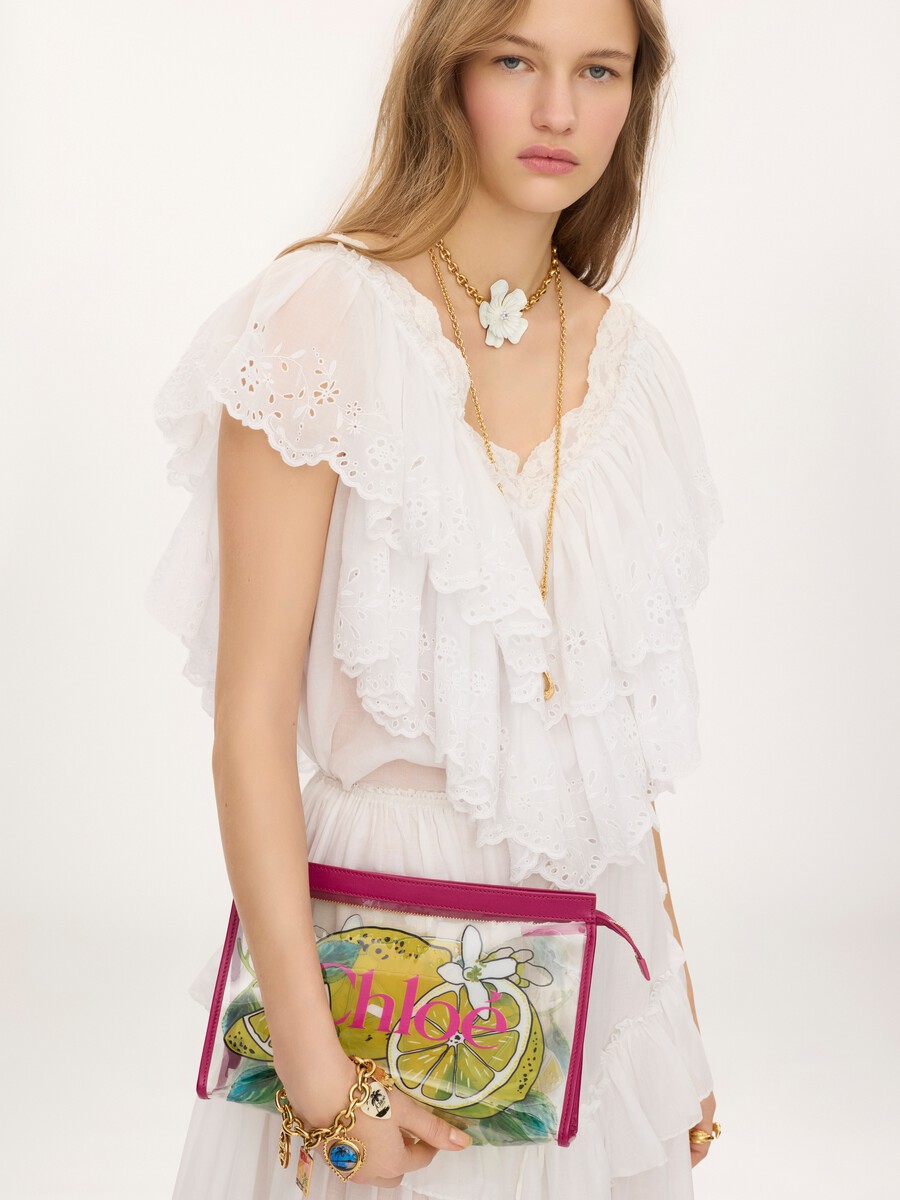 Chlo&eacute; Soleil zipped pouch in lemon-print jelly - 3