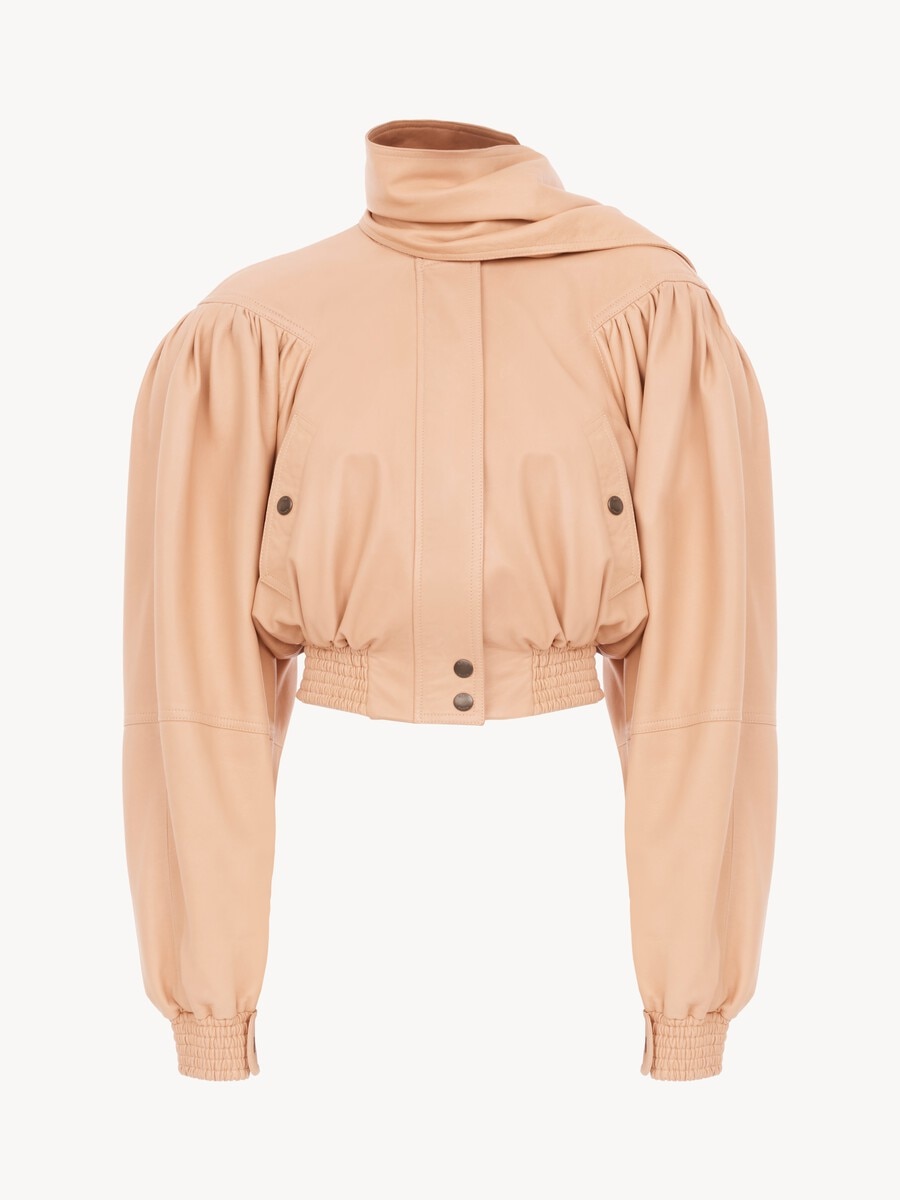 Cropped scarf jacket in leather - 2
