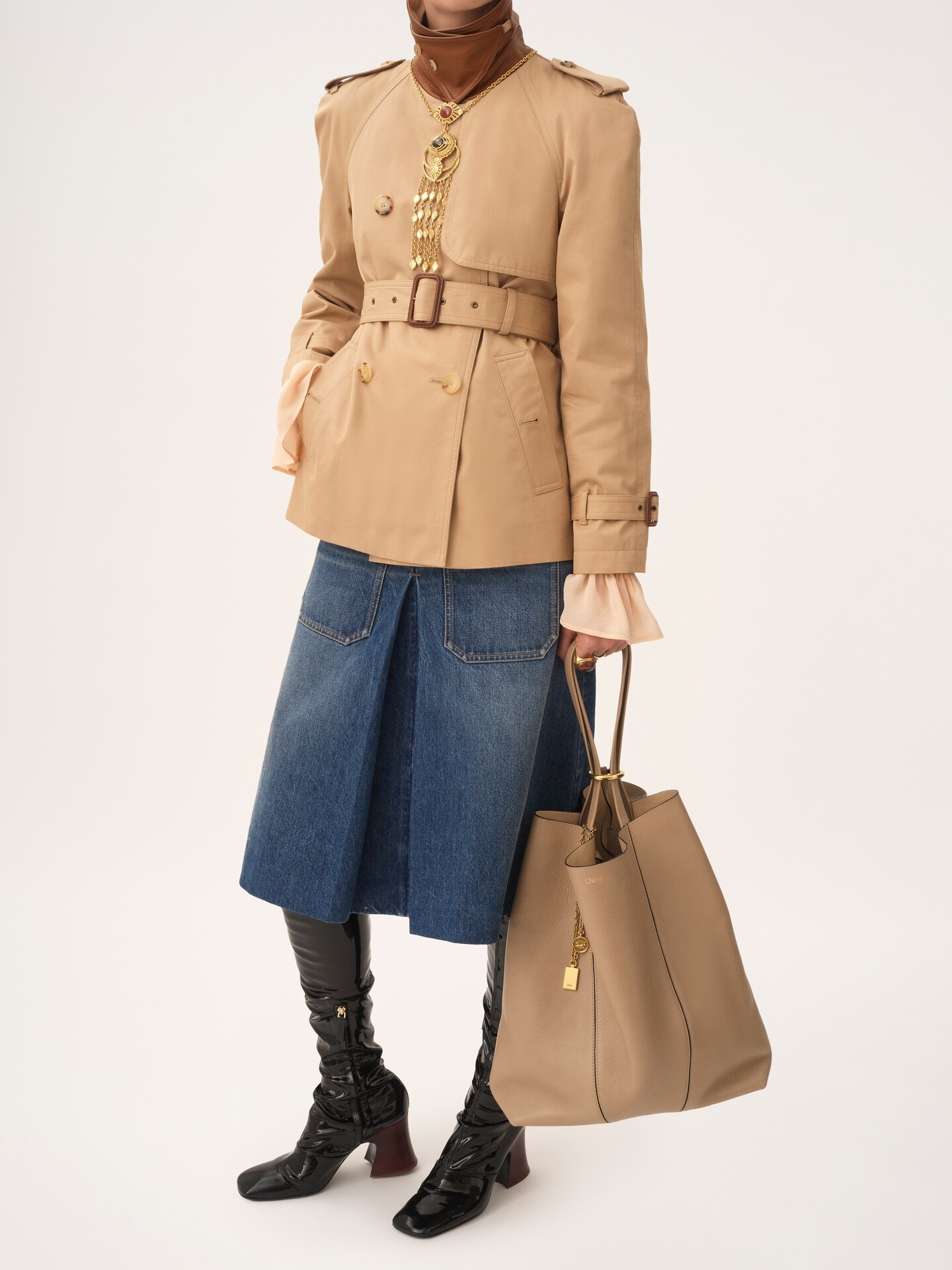 Large Chlo&eacute; Spin tote bag in grained leather - 7.0