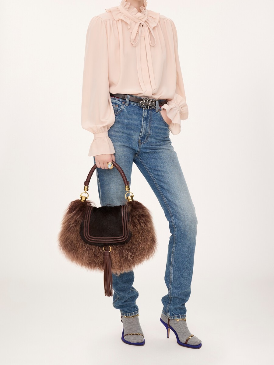 Small Marcie Foulard hobo bag in pony leather & shearling - 7