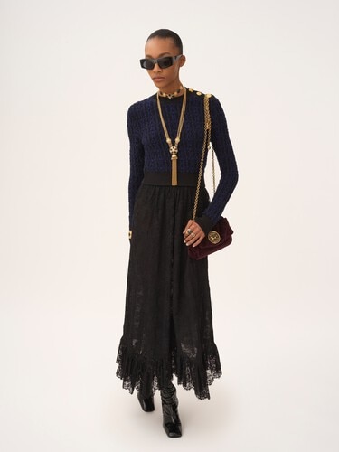 Boxy mock-neck sweater in a wool & silk knit - 3