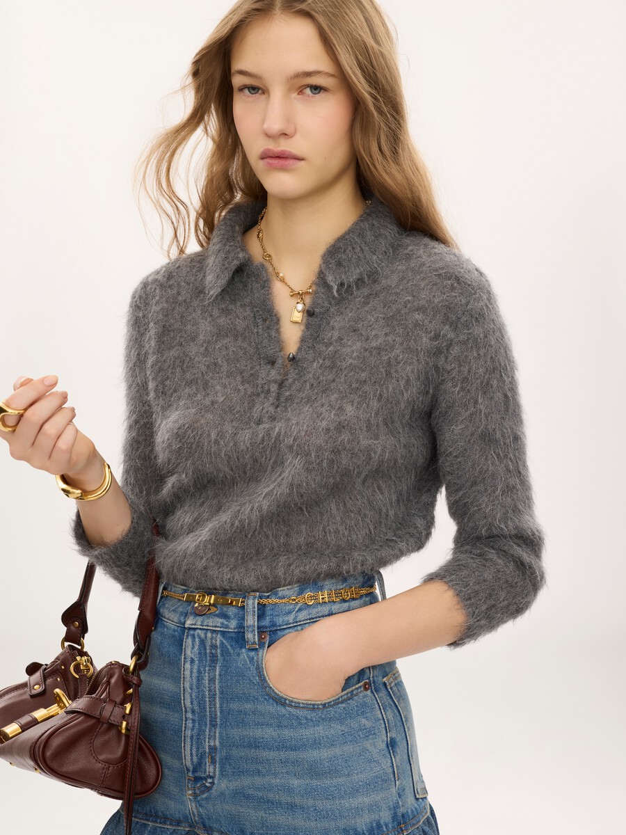 Jersey de polo confeccionado en punto de mezcla de lana y alpaca - 4